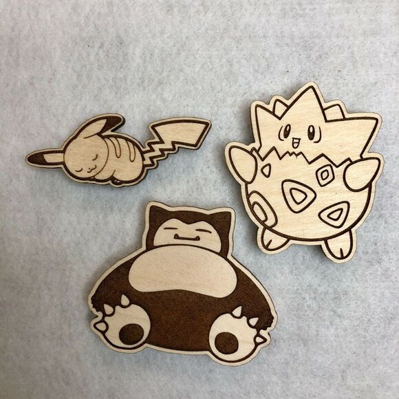 3 Pack Pokemon Wooden Magnets - Picture 1 of 1